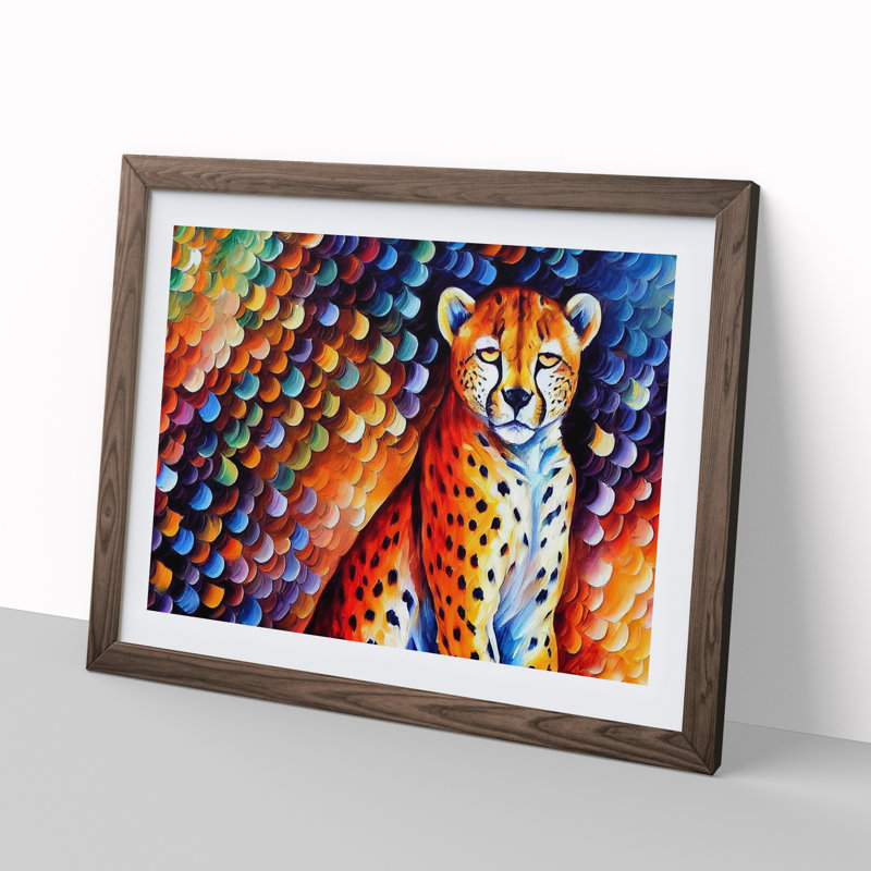 Cheetah Vol.1 Abstract - Single Picture Frame Painting, 46cm H x 64cm W x 2cm D, Walnut