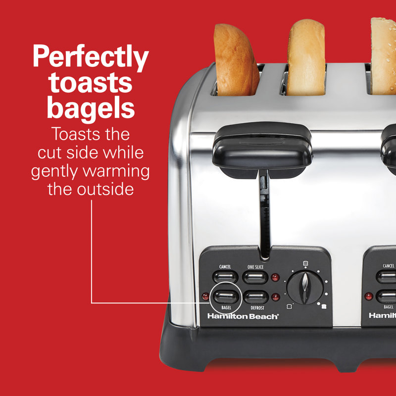 Stainless Steel 4-Slice Toaster with Wide Slots and Crumb Tray