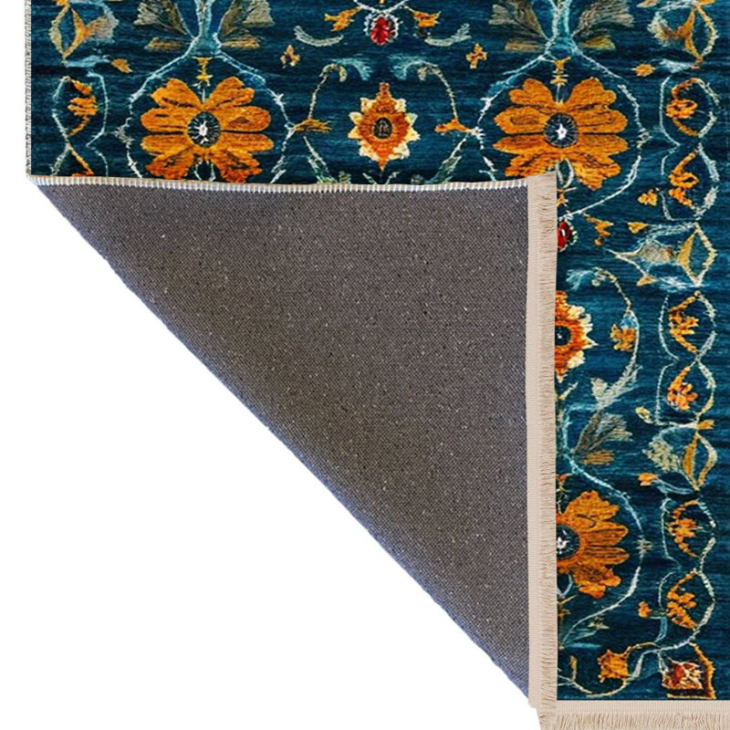 Tapis décoratif moderne à motif tissé floral orange Rio, Rectangle 5 pi 1,02 po x 7 pi 6,55 po