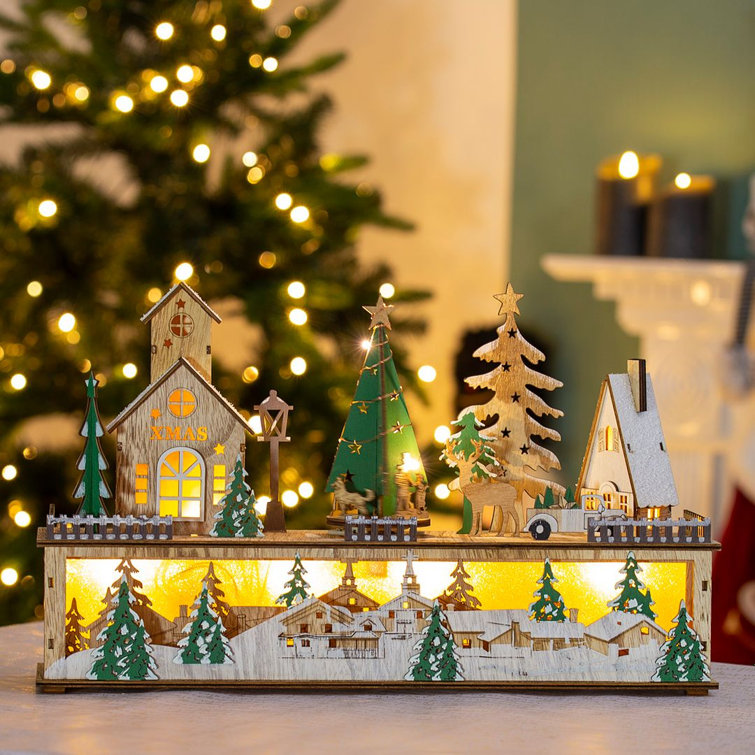 Christmas Led Scene The Seasonal Aisle LED Wooden Christmas Village Scene | Wayfair.co.uk