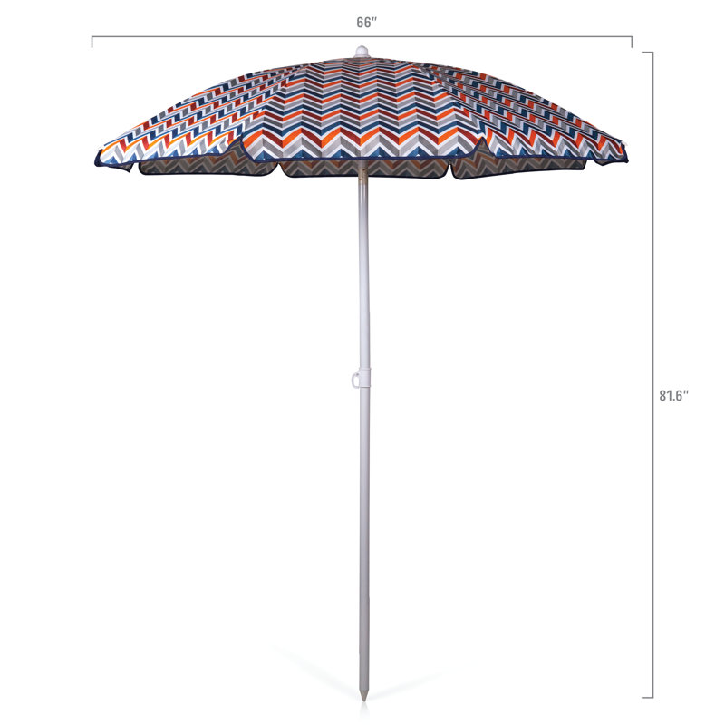 Chaise de plage avec parasol Edwin, Bleu marine / orange / gris