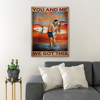 A Couple Kissing On The Beach - You And Me We Got This - 1 pièce, impression d'art graphique rectangulaire sur toile tendue