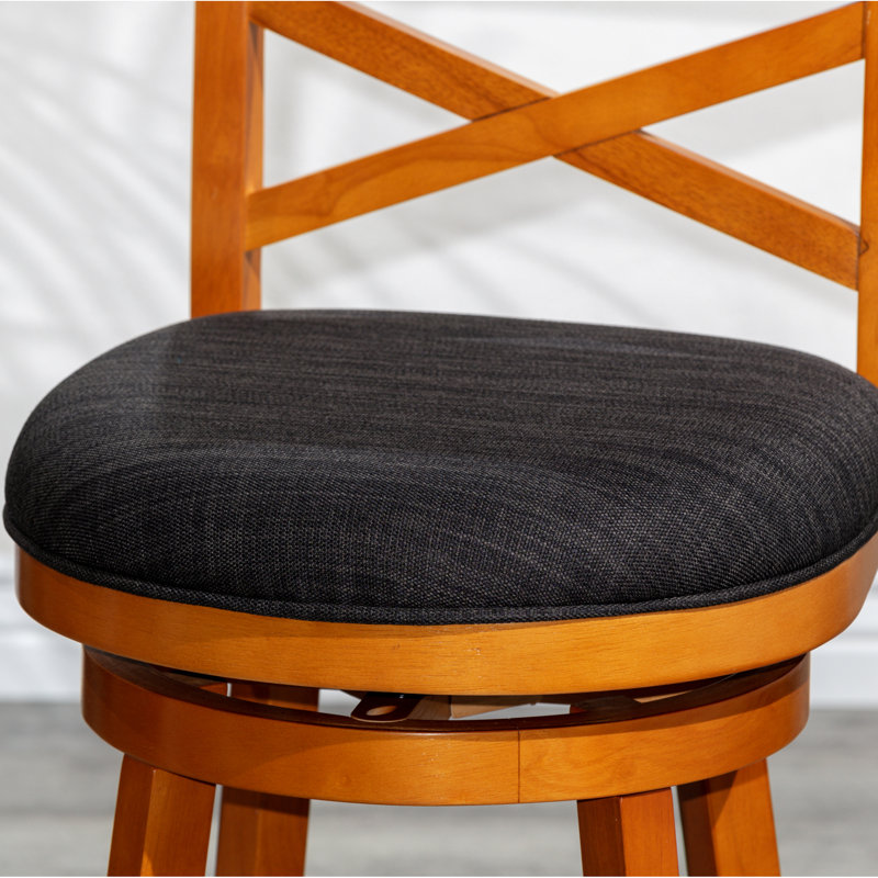 30" Bar Height Stool With In Natural, Soft Charcoal Fabric Seat Alluring, Charcoal, Natural