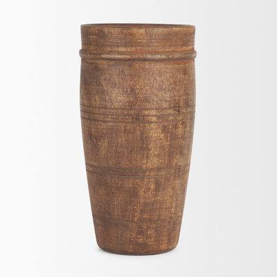 Petit pot en bois brun Arvind