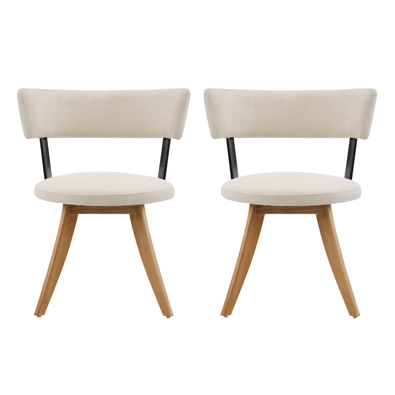 Chaises de salle à manger rembourrées Skara, 4, Coussin blanc / structure naturelle