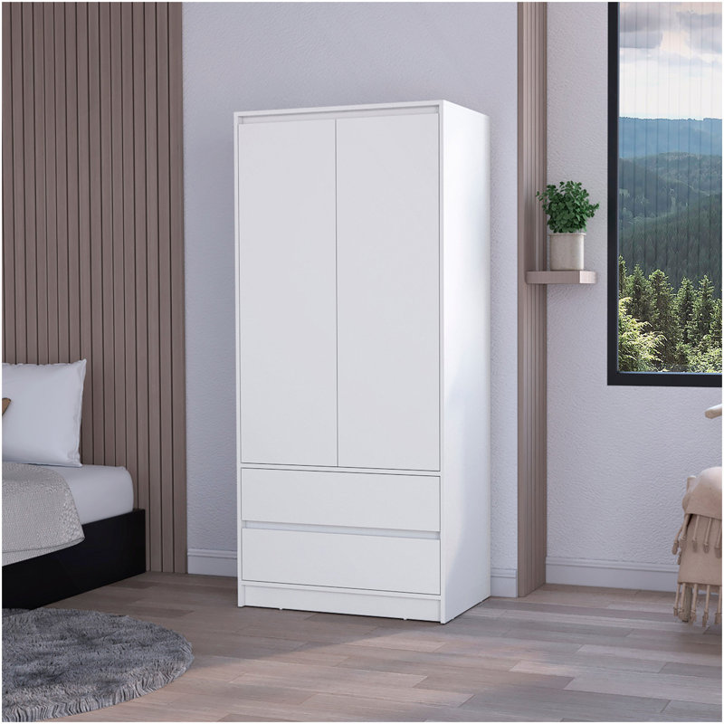 Armoire blanche à 2 tiroirs, Blanc