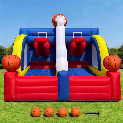 13FT Giant Inflatable Basketball Hoop Game for Backyard, Parties & Events – Portable Outdoor Shooting Challenge with Quick Setup Blower