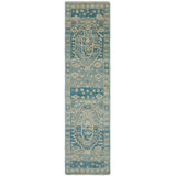 Amaris Azure Medallion Hand-Knotted Wool Area Rug