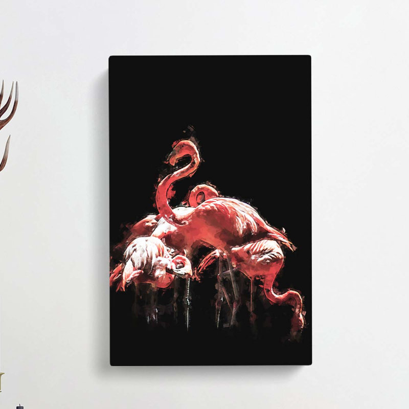 Pink Flamingos In Abstract - Wrapped Canvas, 50cm H x 35cm W x 3cm D