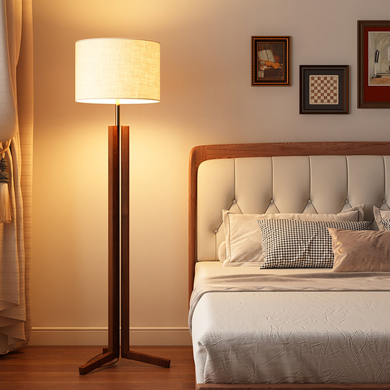 Blanc + tissu brun noisette + lampes sur pied sans fer, Brun