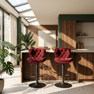 Ensemble de 2 tabourets de bar pivotants réglables en hauteur l 17,32 po x P 18,3 po x H 34,64 po Aurelia