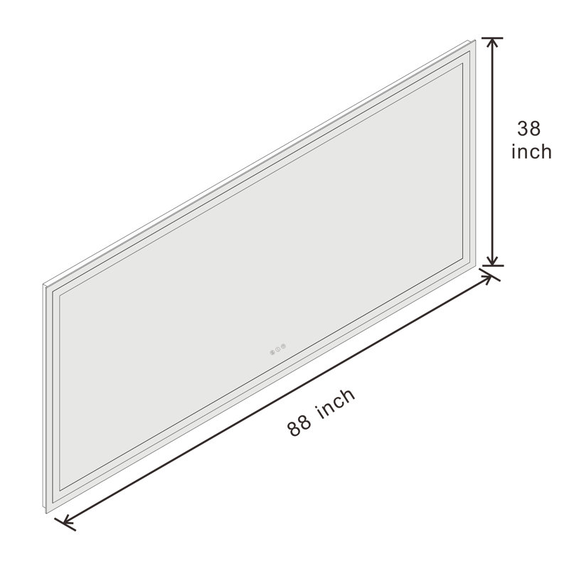 Miroir de salle de bain mural à DEL sans cadre à intensité variable, 88 po x 38 po