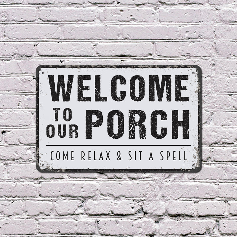 Panneau de bienvenue en plastique 10 po x 14 po Welcome To Our Porch, H 10 po x l 14 po x P 0,1 po