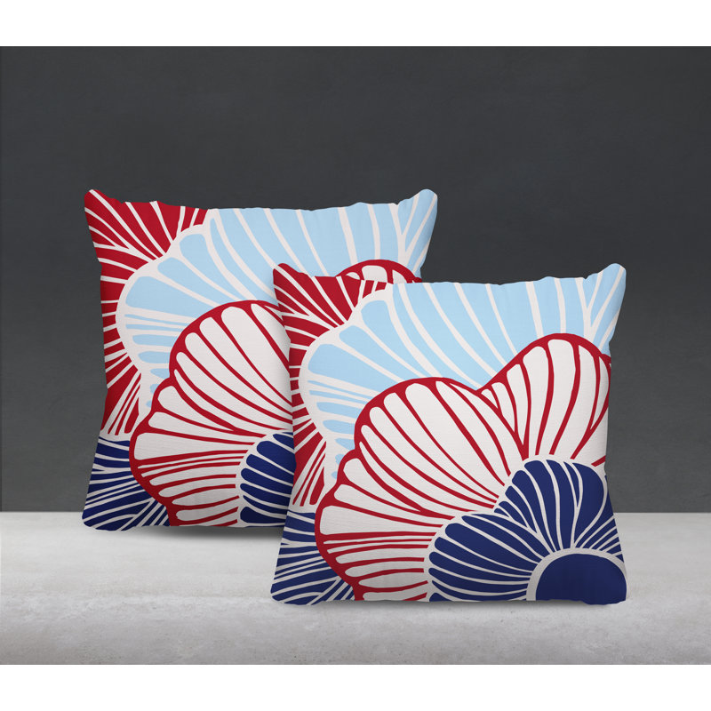 Housse et insert de coussin décoratif intérieur / extérieur en mélange de polyester, L 15 po x H 15 po, Rouge