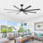 Powerful 8 Blade Aluminum Industrial Ceiling Fan With Dc Motor & 3 Color Adjustable Led Light, High Airflow For Large Living Rooms, Indoor & Covered Outdoor-837407233