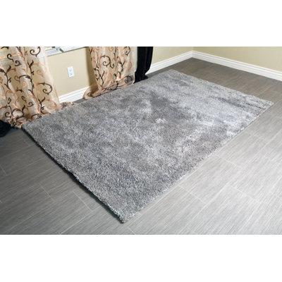 Tapis poils longs zone grise fait main Shiflett