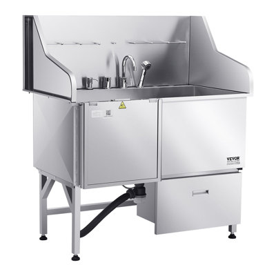 62 Inch Dog Grooming Bath Tub Stainless Steel W Ramp Water Filter