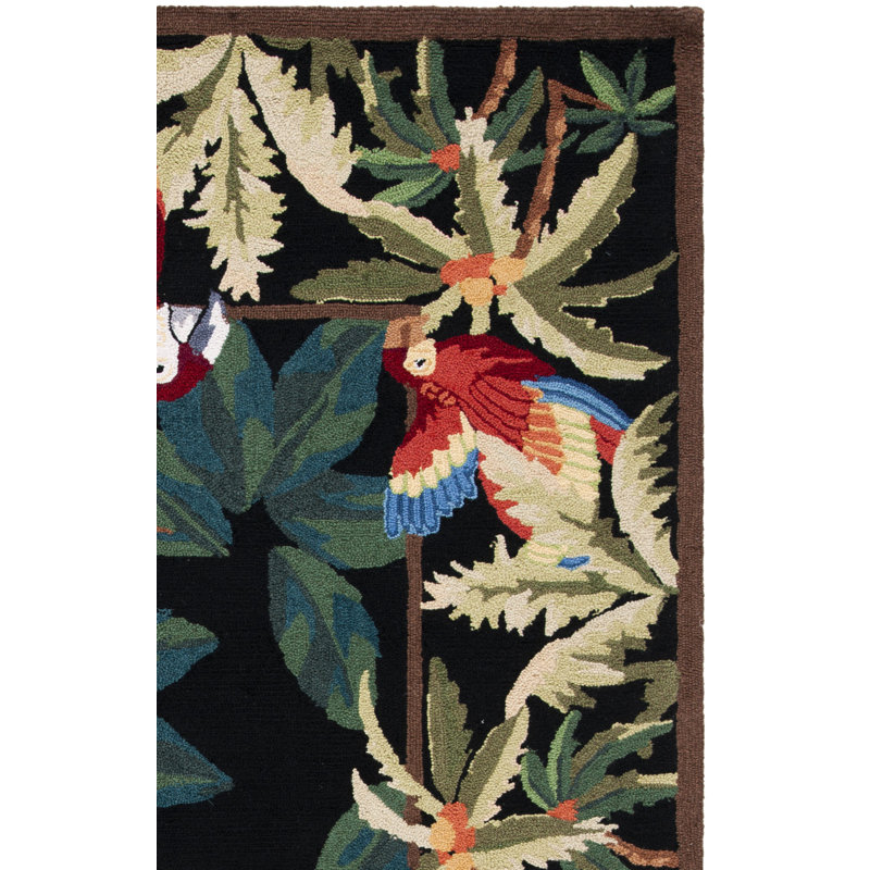Hogle Hand Hooked Wool Floral Rug, Runner 2'6" x 6'