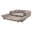 Canapé tissé à rayures en chenille tissé, canapé droit compact avec éponge haute densité, canapé sans assemblage pour un salon, un appartement et un bureau, blanc et brun-359028223