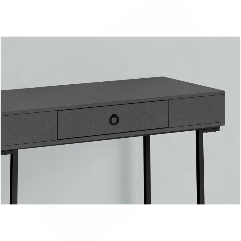Bureau d'ordinateur, bureau personnel, ordinateur portable, tiroirs de rangement, L 42 po, bureau, stratifié gris, métal noir, contemporain, moderne