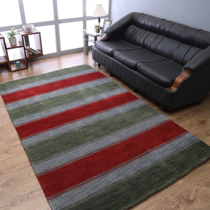 Tapis rectangulaires en laine tissée à la main Crayton, Rectangle de 5 pi x 8 pi