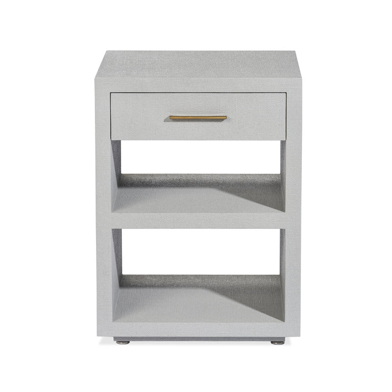 Livia 1 - Drawer Nightstand, Light Gray/Antique Brass