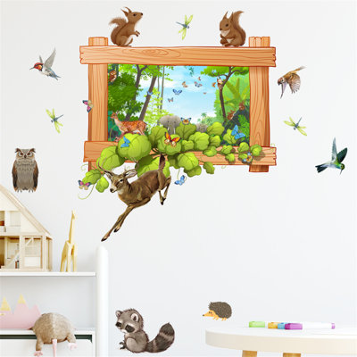 Décoration murale fenêtre en verre et plante