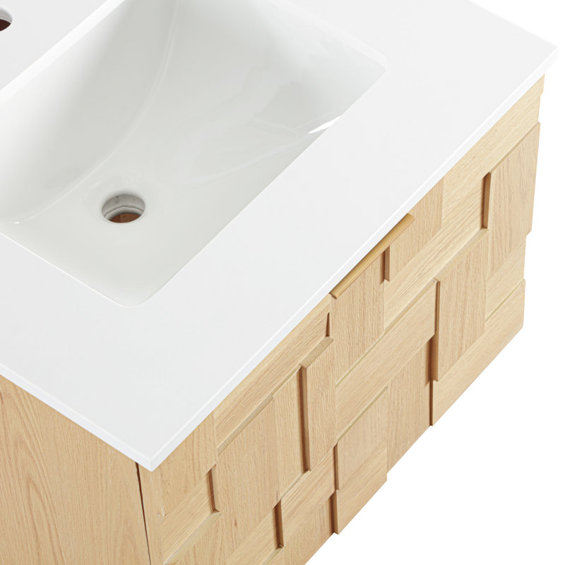 Meuble-lavabo mural 24 po Leonardo, Naturel