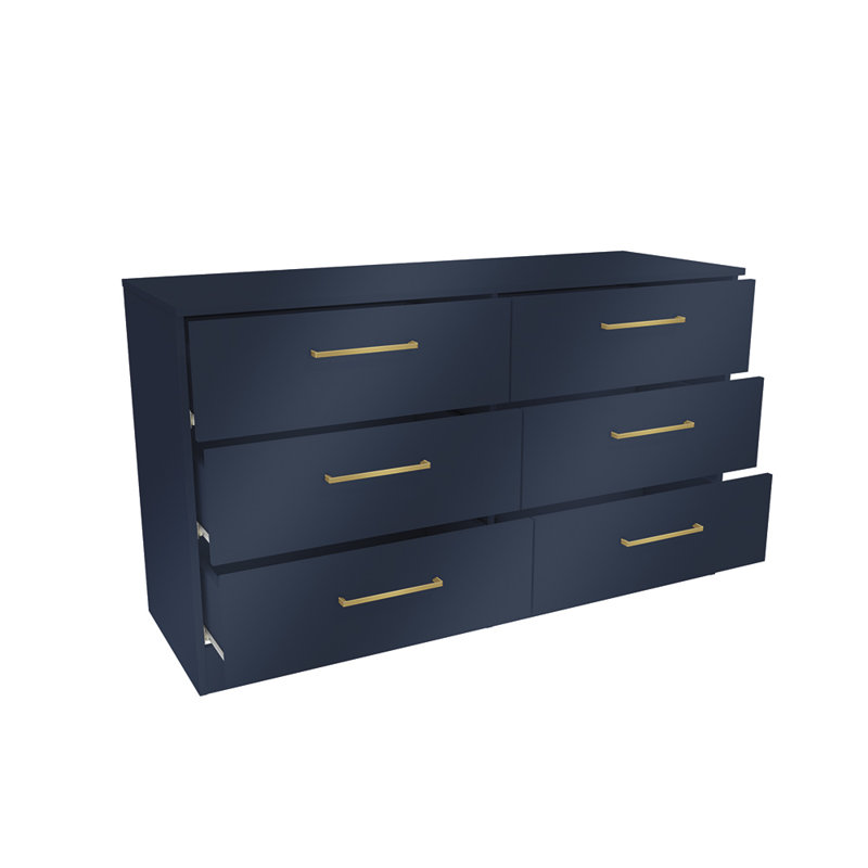 Commode horizontale à 6 tiroirs avec rangement moderne Jolyne