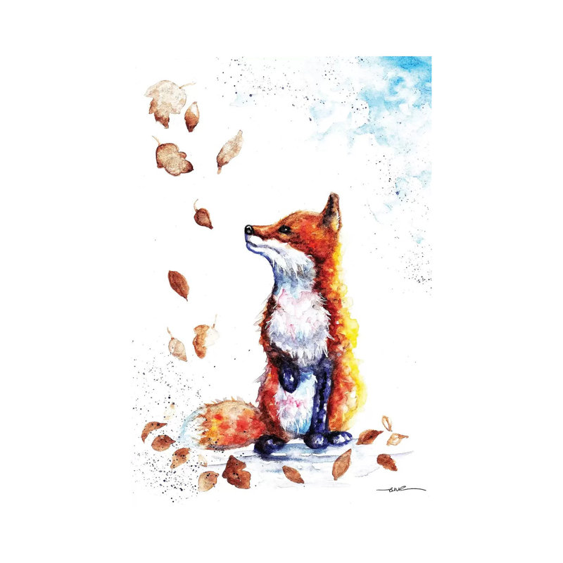 Automne renard - reproduction d'art sur toile tendue, H 40 po x l 26 po x P 1,5 po