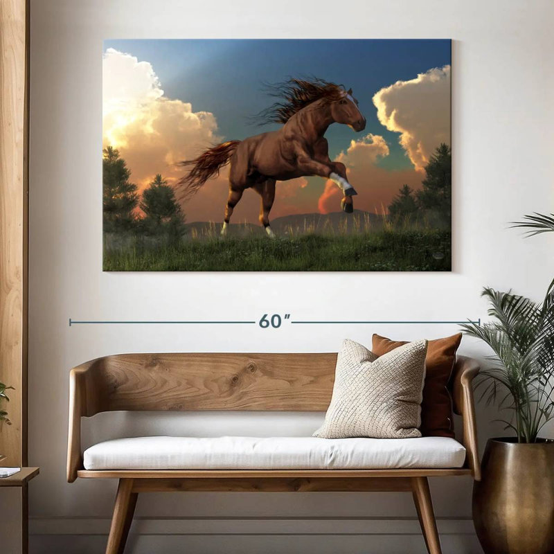Cheval qui court librement, H 34 po x l 51 po