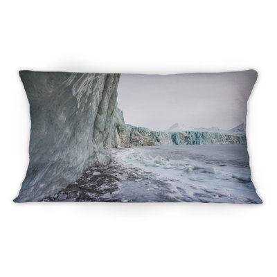 Design Art Gorgeous Picture Of An Ice Wall - Nautical & Coastal Printed Throw Pillow 1
