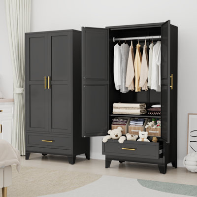 Mordern Metal Wardrobe Armoires with 1 drawer and 2 Doors