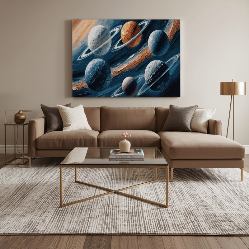 «Space Jupiters lunes», art mural sur toile gris, H 24 po x l 36 po