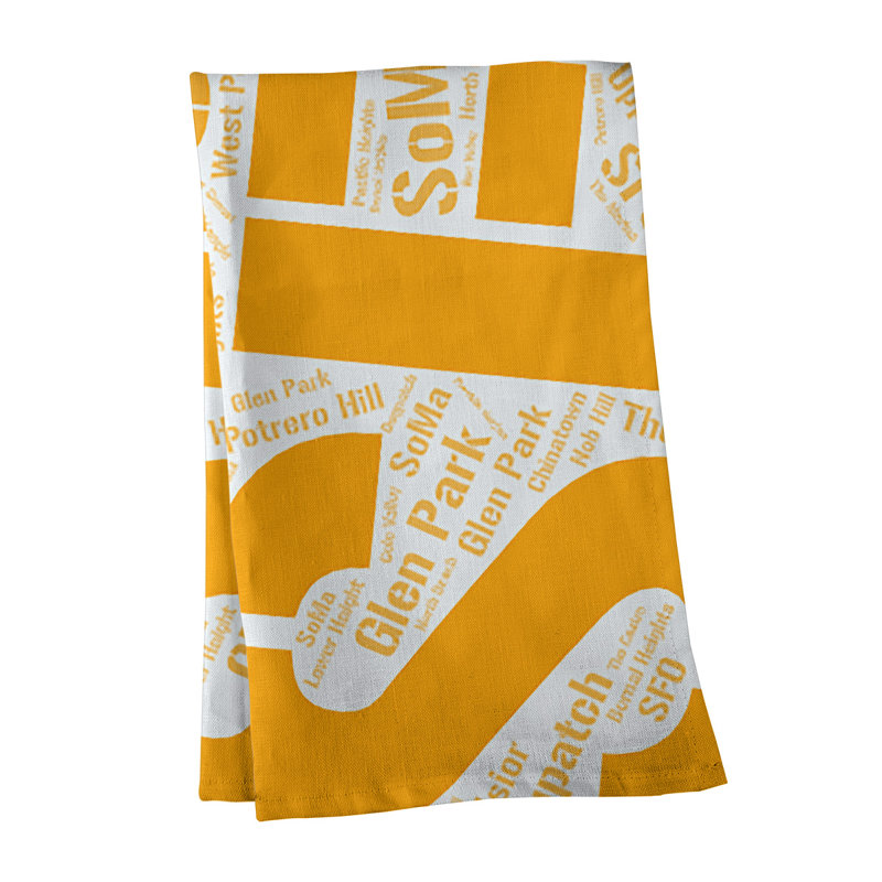 Cotton Tea Towel Kitchen Towel, Orange, Memphis