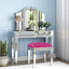 Mikayil Glass Mirrored Accent Stool Solid Wood Vanity Stool-615641602