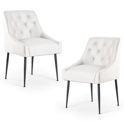 Dining Chairs (Set of 6) Mid Century Modern Kitchen Chair Comfortable Upholstered Premium Fabrics Dinner Chairs for Kitchen Dining Room