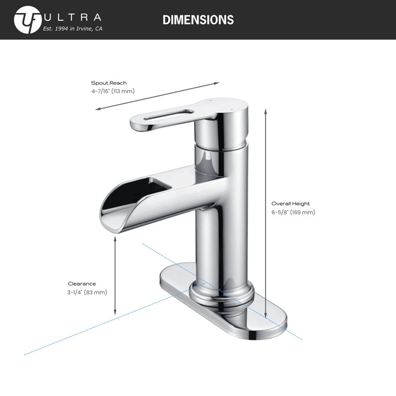 Robinet de lavabo de salle de bain à poignée simple avec drain - collection Sozu - nickel brossé, Nickel brossé