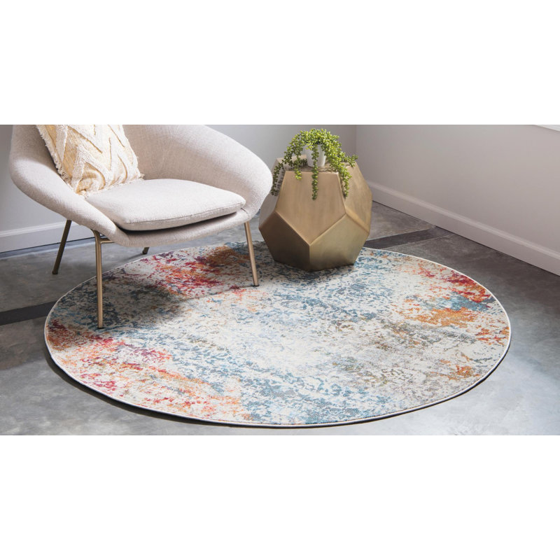 Abstract Indoor Rug, Round 3'3"