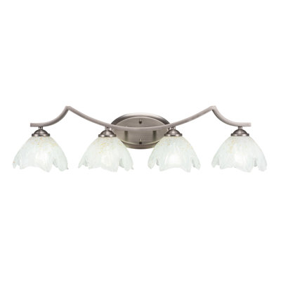 Zilo 4 Light Bath Bar Shown In Graphite Finish With 7" Gold Ice Glass
