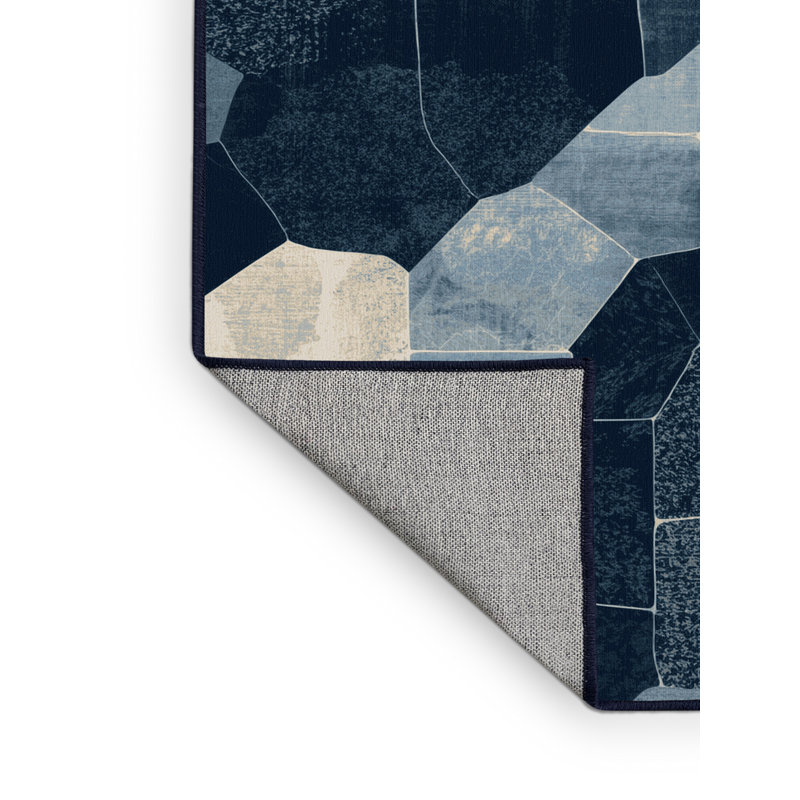 Tapis bleu moderne et contemporain lavable à la machine Pauleta, 2 pi x 3 pi