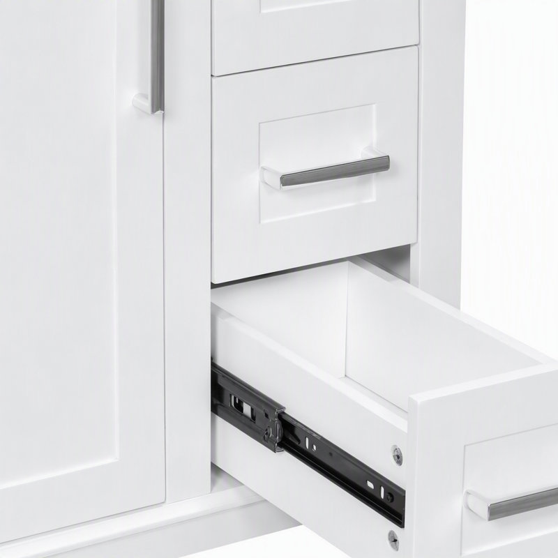 Meuble-lavabo autoportant de 24 po avec lavabo en céramique, 1 porte, tiroir rabattable et 3 tiroirs