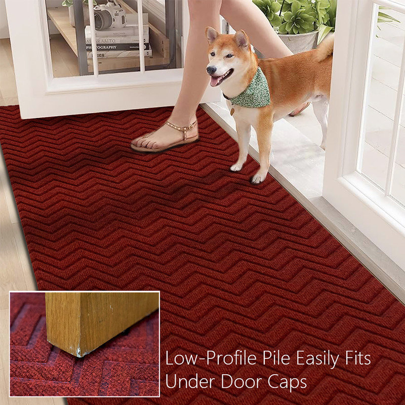 Custom Size Non-Slip Runner Rug Red Indoor Area Rug for Hallway Kitchen, Runner 4' x 27'