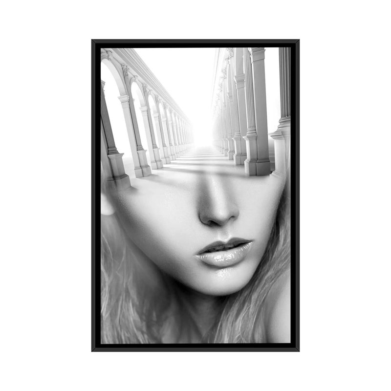 « antic lady », impression sur toile, H 26 po x l 18 po x P 1,5 po, Pas de tapis, Toile avec cadre noir