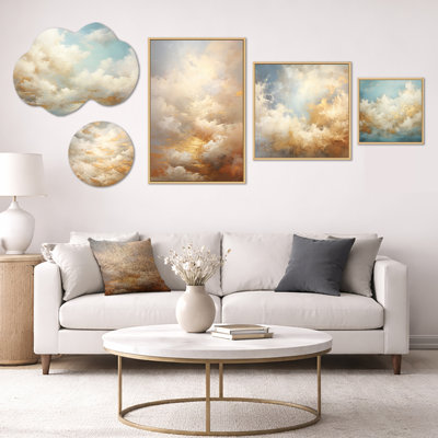Ensemble de 5 pièces d'art mural, en métal et en toile beige, or et minimalisme II (100 po x 40 po)
