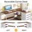  Bureau d'ordinateur en L 59 po pour bureau à domicile, petit bureau d'angle avec 4 tiroirs-1284339668