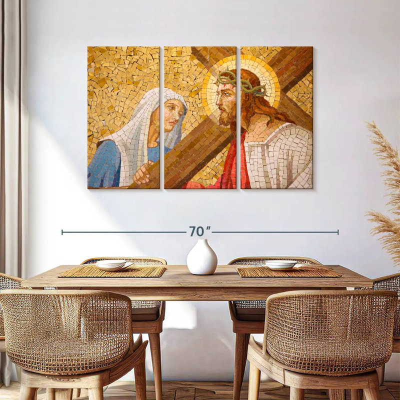Adella, Jésus-Christ et Marie, mosaïque, H 36 po x l 57 po