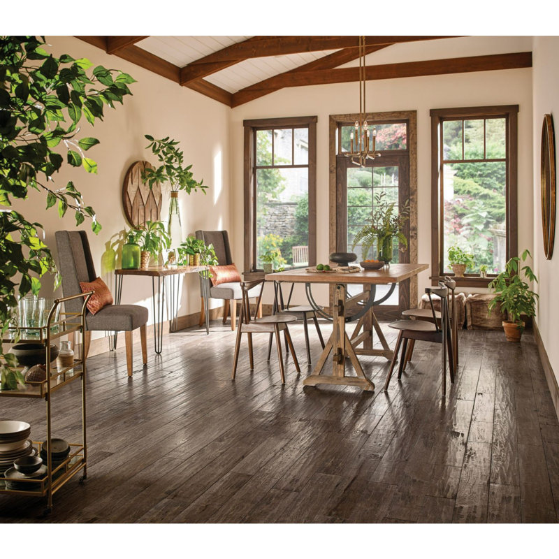 Parquet massif en hickory de 3/4 po d'épaisseur x 5 po de largeur x de longueur variable, Gris