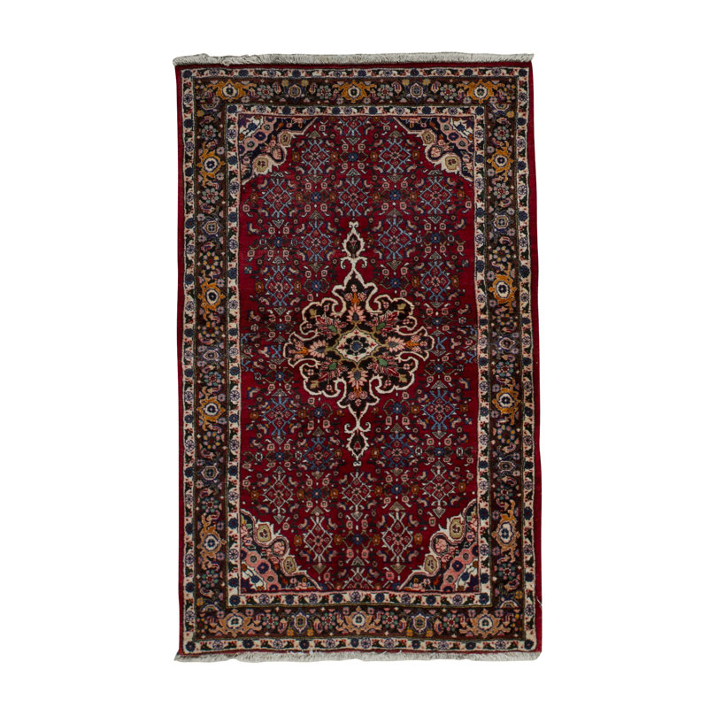 Tapis rouge et crème noué à la main de haute qualité