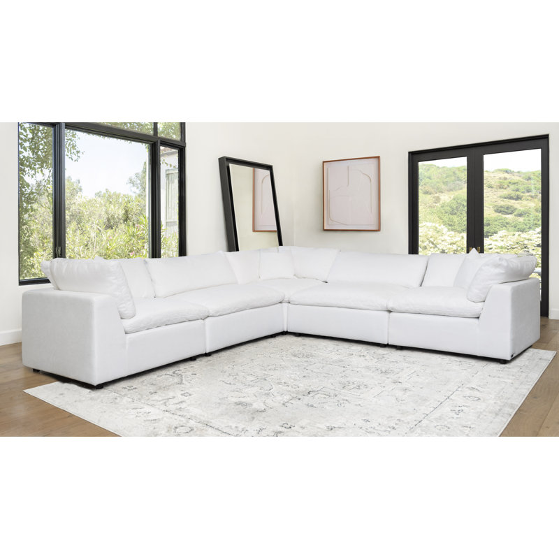 Canapé modulaire 5 pièces JoJo Fletcher Luxe, Lin blanc